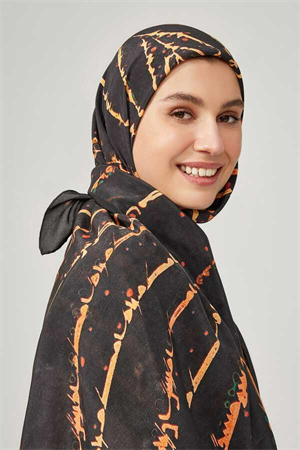 İmannoor Alev Koyu Gri İpek Eşarp 130x130