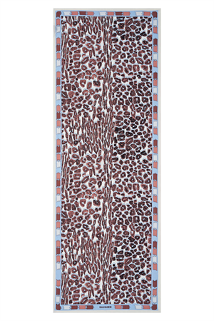 İmannoor Bordür İndigo Panter Floş Viskon Şal 70x200
