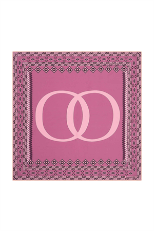 İmannoor Bordür Noor Pembe Tivil İpek Eşarp 90x90