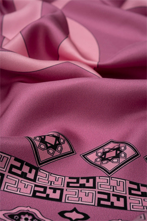 İmannoor Bordür Noor Pembe Tivil İpek Eşarp 90x90