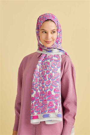 İmannoor Bordür Pembe Panter Floş Viskon Şal 70x200