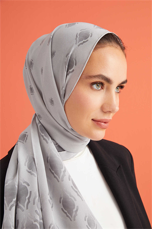 İmannoor Damlalar Gri Krep İpek Şal 80x210