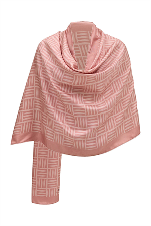 İmannoor Iman Kare Pembe Tivil İpek Şal 70x210