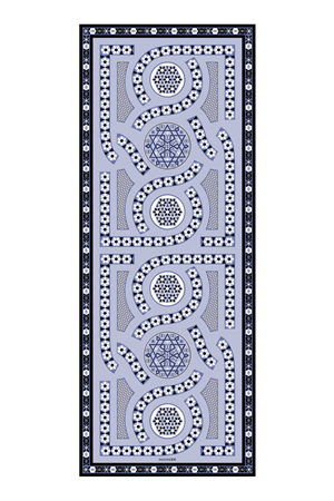 İmannoor Labirent Mavi Krep İpek Şal 80x210