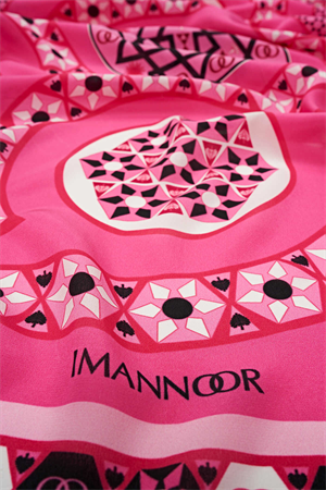 İmannoor Labirent Pembe Krep İpek Şal 80x210
