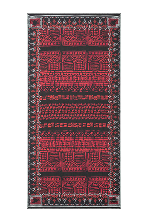 İmannoor Mozaik Revak Kırmızı Şifon İpek Şal 100x200