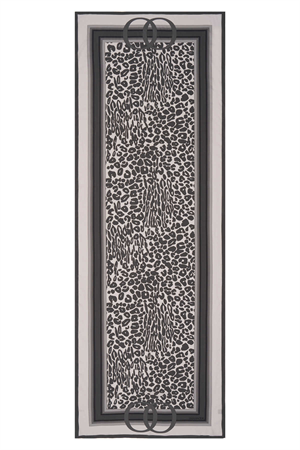 İmannoor Noor Logo Açık Gri Leopar Floş Viskon Şal 70x200