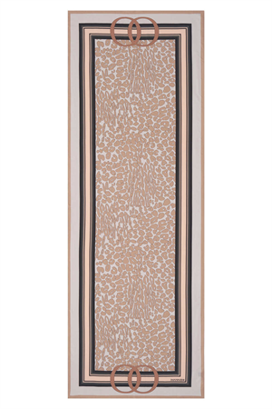 İmannoor Noor Logo Gri Leopar Floş Viskon Şal 70x200