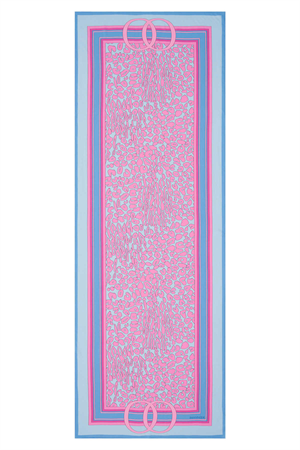 İmannoor Noor Logo Mavi Leopar Floş Viskon Şal 70x200