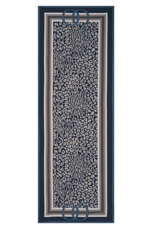 İmannoor Noor Logo Petrol Mavi Leopar Floş Viskon Şal 70x200