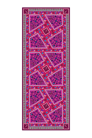 İmannoor Tezhip Fuşya Krep İpek Şal 80x210