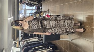 İTALY E361 LEOPARLI ASKILI ÜSTÜ FİLE JİLELİ ELBİSE - KAHVE
