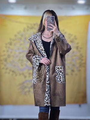 İTALY LEOPAR ASTARLI NUBUK CEKET - CAMEL