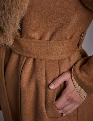 KAYRA KA-A23-17025 Premium Yün Suni Kürklü Kaban - CAMEL