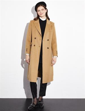 KAYRA KA-A23-17040 Premium Yün Çift Düğmeli Kaban - Camel