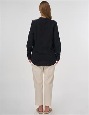 KAYRA KA-B25-10022 Fırfır Detaylı Pamuklu Tunik - Siyah