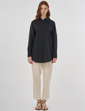KAYRA KA-B25-11019 Rahat Kesim Pamuklu Tunik - Siyah
