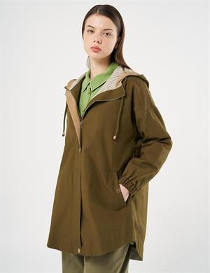 KAYRA KA-B25-14003 Garnili Kısa Trençkot - Haki