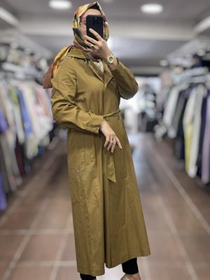 KAYRA KA-B25-14011 Kuşaklı Uzun Trençkot - olive