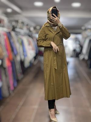 KAYRA KA-B25-14011 Kuşaklı Uzun Trençkot - olive