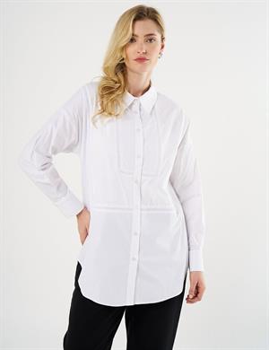 Kayra KA-B25-21042 Çiçek Brodeli Pamuklu Tunik - Ekru