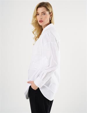 Kayra KA-B25-21042 Çiçek Brodeli Pamuklu Tunik - Ekru
