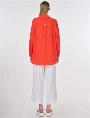 KAYRA KA-B25-21055 Deniz Kabuğu İşlemeli Pamuklu Tunik - Mercan