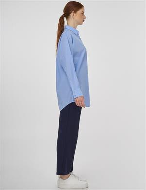KAYRA KA-B25-21136 %100 Pamuklu Düşük Omuz Tunik - Açık Mavi