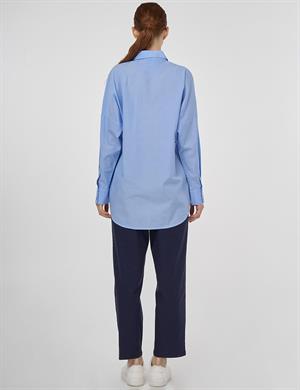 KAYRA KA-B25-21136 %100 Pamuklu Düşük Omuz Tunik - Açık Mavi