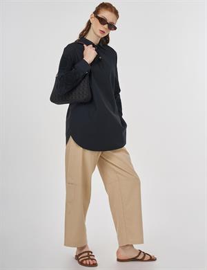 Kayra KA-B25-21137 %100 Pamuklu Nakış İşlemeli Tunik - Siyah