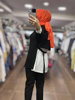 Kayra KA-B25-31004 Toka Detaylı Scuba Sweatshirt - Siyah