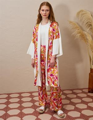 KAYRA KA-B25-TRK10 Floral Desenli Triko Takım - Ekru