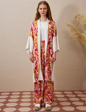 KAYRA KA-B25-TRK10 Floral Desenli Triko Takım - Ekru