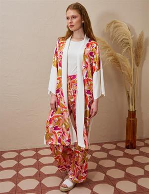 KAYRA KA-B25-TRK10 Floral Desenli Triko Takım - Ekru