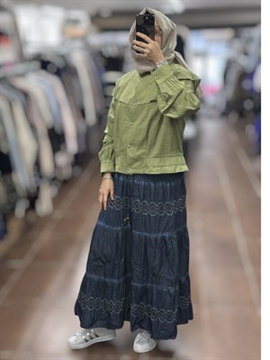 KAYRA KA-B26-13057 KETEN CEKET - MATCHA YEŞİLİ