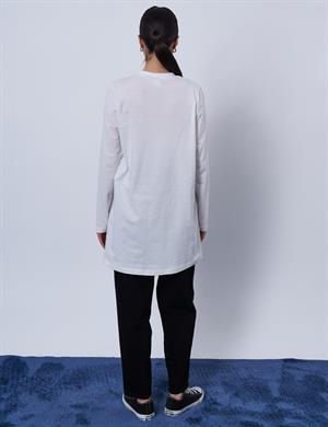 KAYRA KY-B25-70008 Logolu Örme Sweatshirt - Optik Beyaz