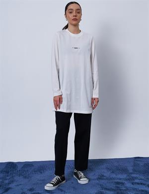 KAYRA KY-B25-70008 Logolu Örme Sweatshirt - Optik Beyaz