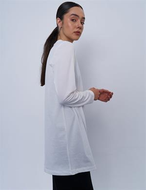 KAYRA KY-B25-70008 Logolu Örme Sweatshirt - Optik Beyaz