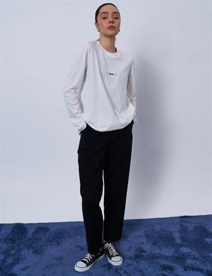 KAYRA KY-B25-70008 Logolu Örme Sweatshirt - Optik Beyaz