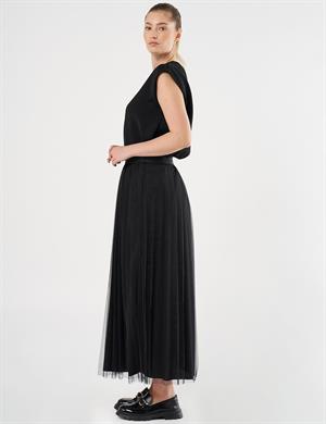 KAYRA KY-B25-72012 Piliseli Tül Etek - Siyah