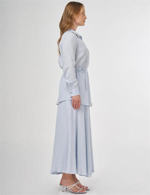 kayra KY-B25-81062 Yakası Taş İşlemeli Müslin Tunik - Mavi