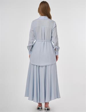 kayra KY-B25-81062 Yakası Taş İşlemeli Müslin Tunik - Mavi