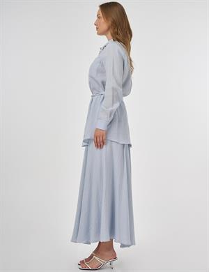 kayra KY-B25-81062 Yakası Taş İşlemeli Müslin Tunik - Mavi