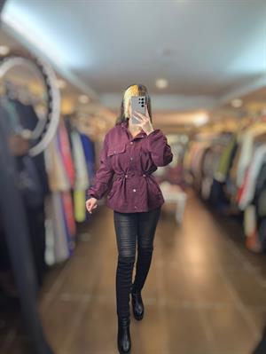 KOL DETAYLI CEKET - BORDO