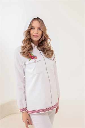 Likralı Gabardin Kot Ceket - Beyaz