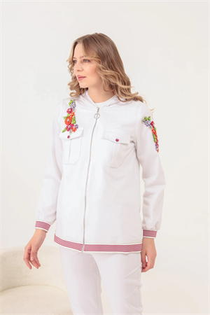 Likralı Gabardin Kot Ceket - Beyaz