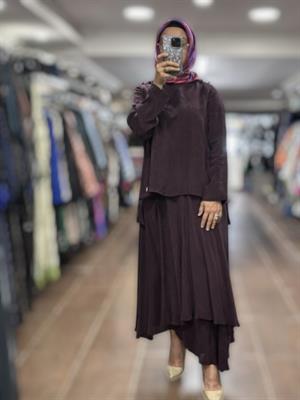 Miss Dalida T25Y-2009 Asimetrik Kesim Cupro Etek - Mor