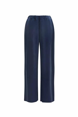 Miss Dalida T25Y-7026 Beli Lastikli Bol Paça Cupro Pantolon - Navy Blue