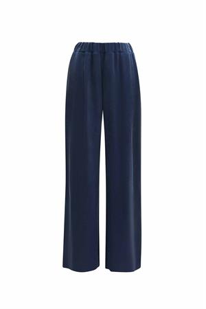 Miss Dalida T25Y-7026 Beli Lastikli Bol Paça Cupro Pantolon - Navy Blue