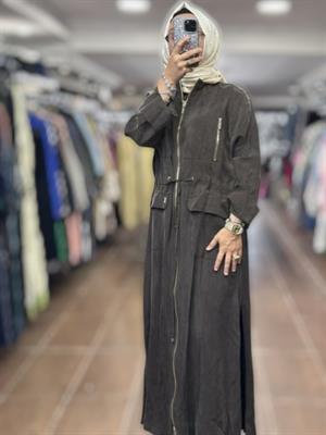 Miss Dalida T25Y-8013 Beli Büzgülü Cepli Cupro Kap - Kakao